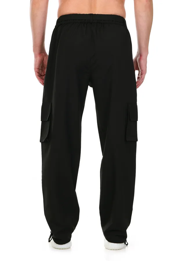 COISTICH_Black_Urban_Relaxed_Fit_Cargo_Pants_With_Detachable_Belt_&_Adjustable_Anklet