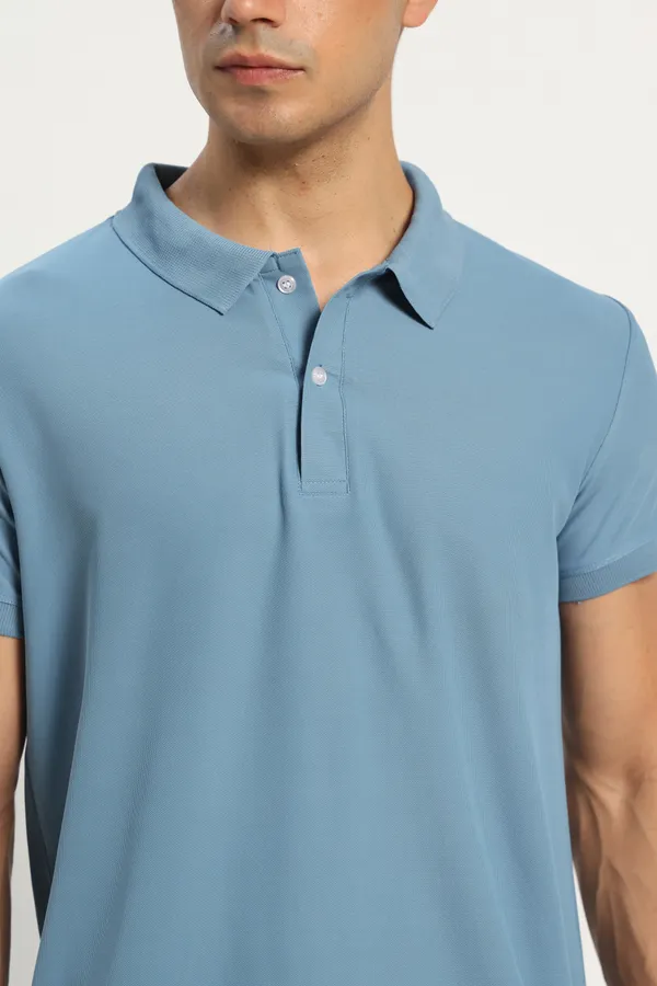 HYPE_BORN_Steel_Blue_Solid_Regular_Fit_Polo_T-Shirt