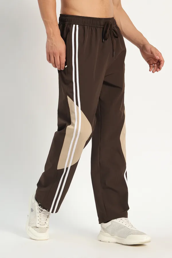 COISTICH_Brown_Color_Block_Track_Pants_with_2_Side_Stripes_&_Adjustable_Anklet_Closure