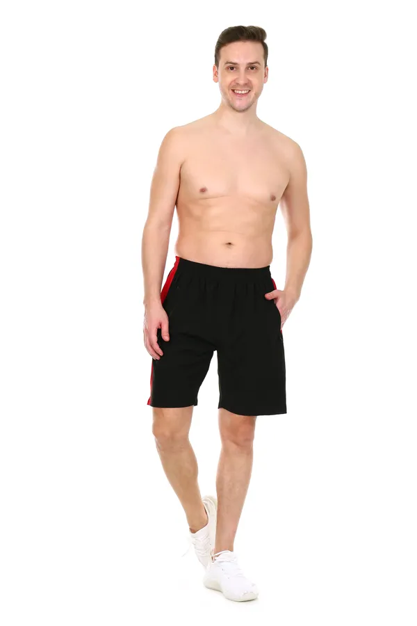 HYPE_BORN_Black_&_Red_Printed_Light_Weight_Shorts_with_Side_Stripe