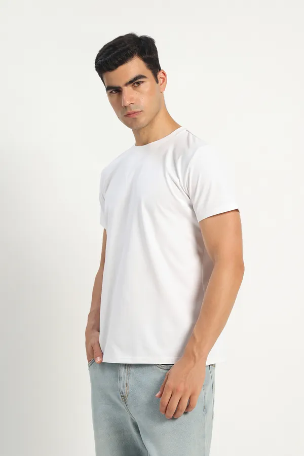 HYPE_BORN_White_Casual_Solid_Cotton_Round_Neck_T_Shirt