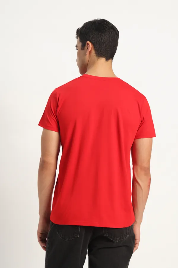 HYPE_BORN_Red_Casual_Solid_Cotton_Round_Neck_T_Shirt