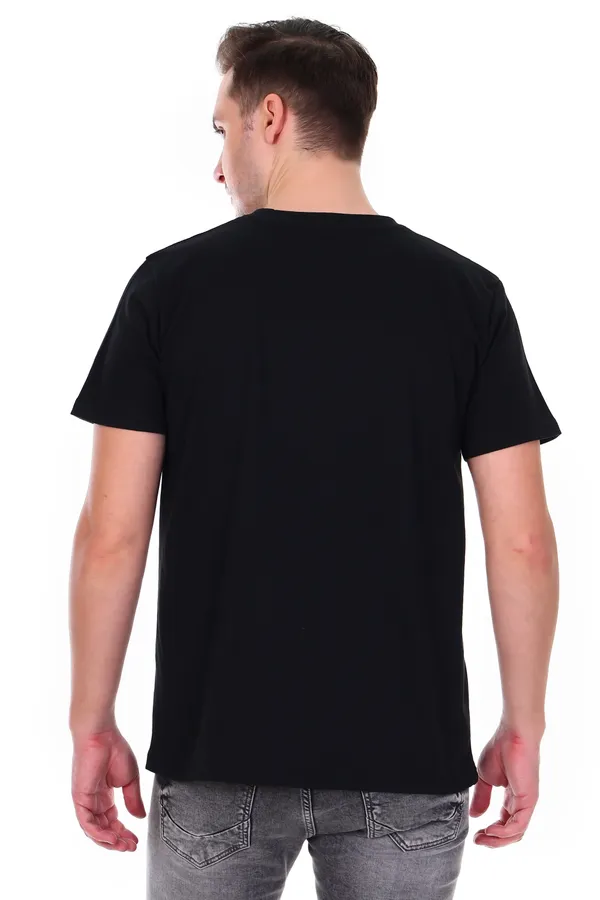 HYPE_BORN_Black_Round_Neck_Casual_Cotton_T-Shirt_With_White_Typography_Print