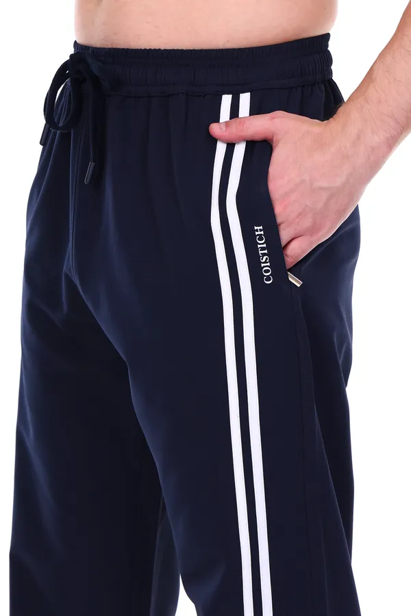 COISTICH_Navy_Blue_Edge_Relaxed_Fit_Track_Pants_With_Side_Stripe_&_Adjustable_Anklet