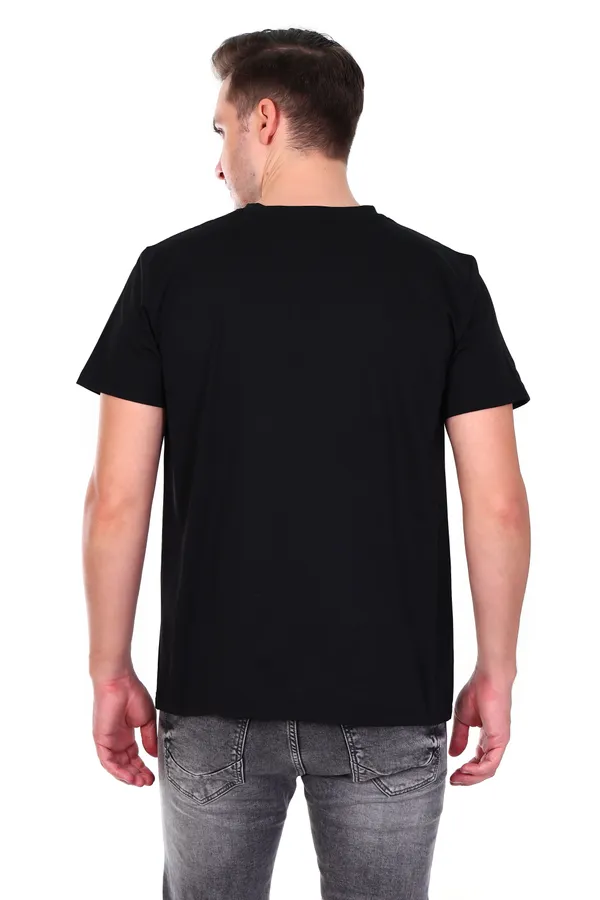 HYPE_BORN_Black_Casual_Solid_Cotton_Round_Neck_T-Shirt