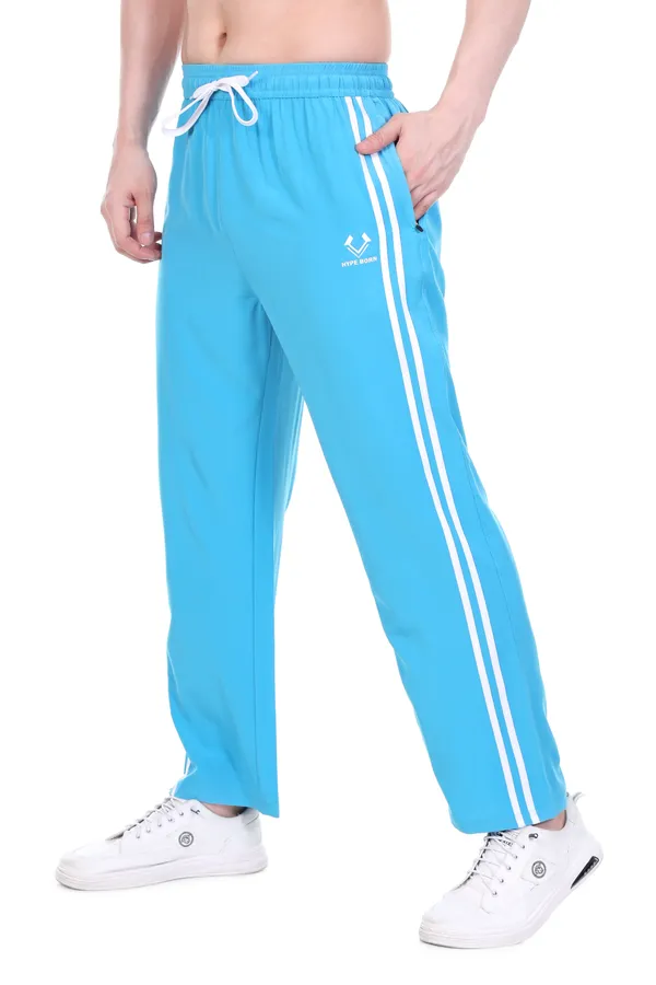 HYPE_BORN_SkyBlue_&_White_Lightweight_Regular_Fit_Track_Pants_with_Side_Stripes_&_Drawstring_Waist