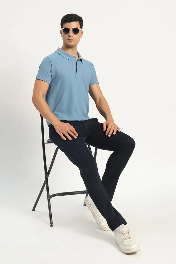 HYPE_BORN_Steel_Blue_Solid_Regular_Fit_Polo_T-Shirt