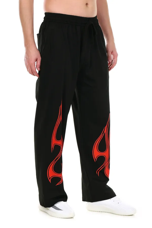 HYPE_BORN_Black_Loose_Fit_Jogger_With_Red_Flame