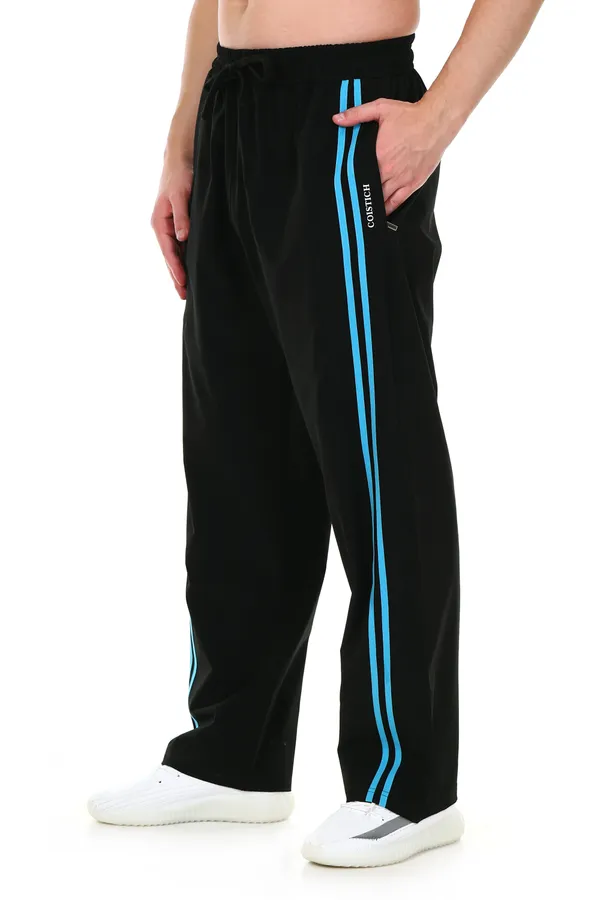 COISTICH_Black_&_Sky_Blue_Dual_Stripe_Relaxed_Fit_Track_Pants