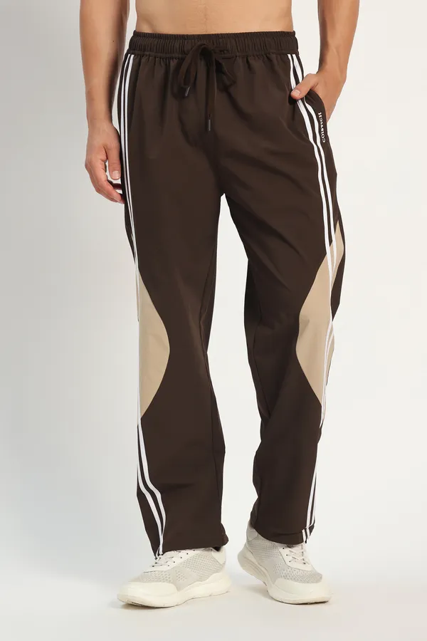 COISTICH_Brown_Color_Block_Track_Pants_with_2_Side_Stripes_&_Adjustable_Anklet_Closure