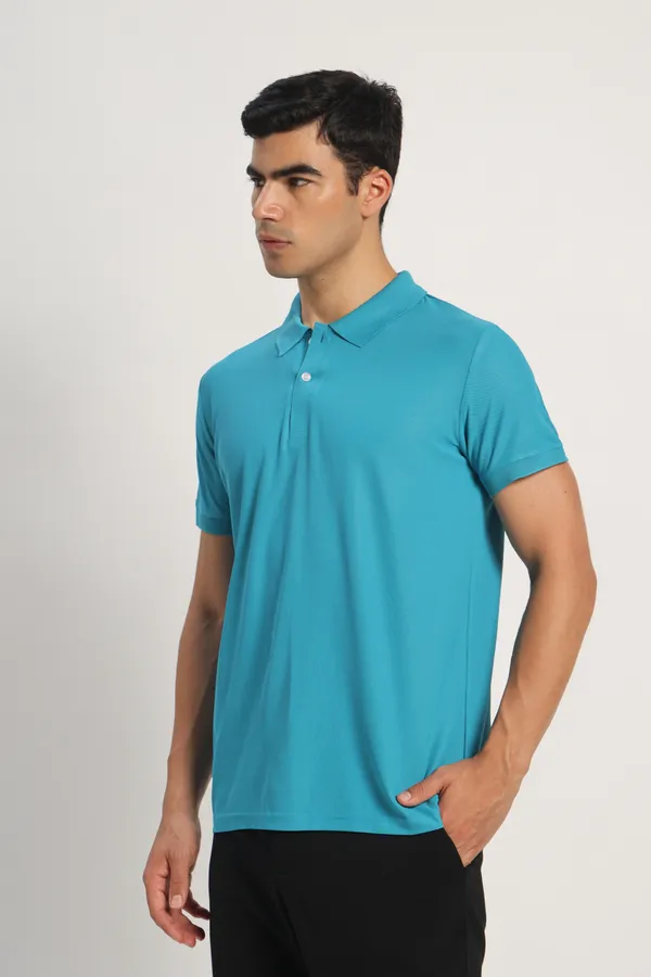 HYPE_BORN_Aqua_Blue_Solid_Regular_Fit_Polo_T-Shirt