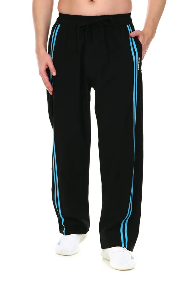 COISTICH_Black_&_Sky_Blue_Dual_Stripe_Relaxed_Fit_Track_Pants