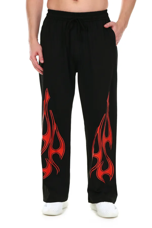 HYPE_BORN_Black_Loose_Fit_Jogger_With_Red_Flame