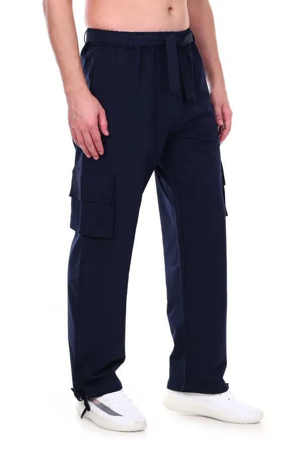 COISTICH_Navy_Blue_Urban_Relaxed_Fit_Cargo_Pants_With_Detachable_Belt_&_Adjustable_Anklet