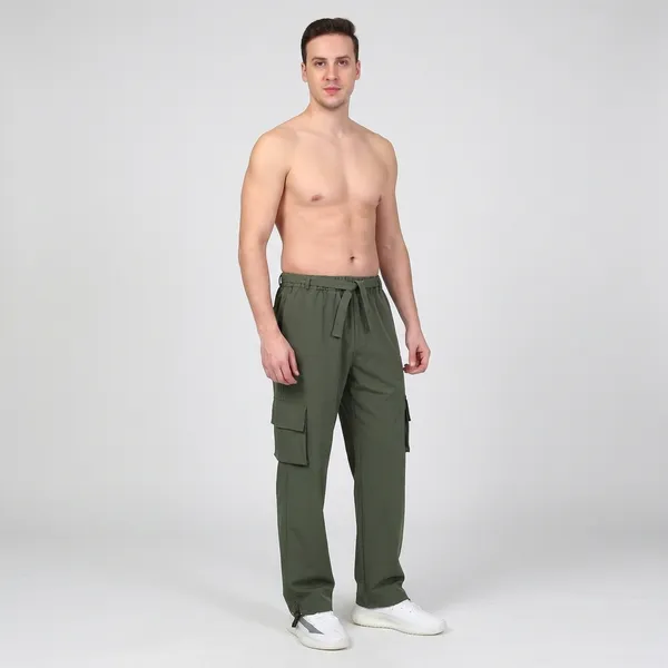 COISTICH_Olive_Urban_Relaxed_Fit_Cargo_Pants_With_Detachable_Belt_&_Adjustable_Anklet