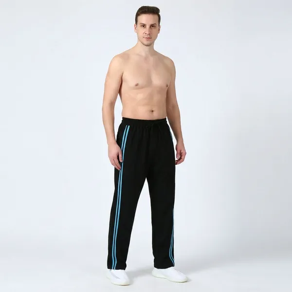 COISTICH_Black_&_Sky_Blue_Dual_Stripe_Relaxed_Fit_Track_Pants
