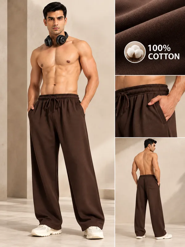 Coistich_Men's_Brown_Relaxed_Fit_Track_Pants_|_100%_Cotton_Joggers_|_Loose_Fit