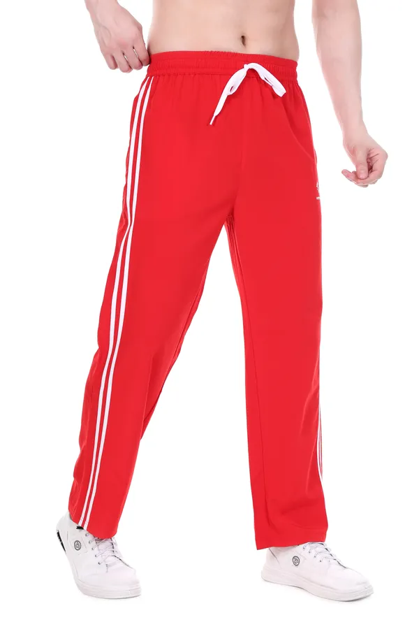 HYPE_BORN_Red_&_White_Lightweight_Regular_Fit_Track_Pants_with_Side_Stripes_&_Drawstring_Waist