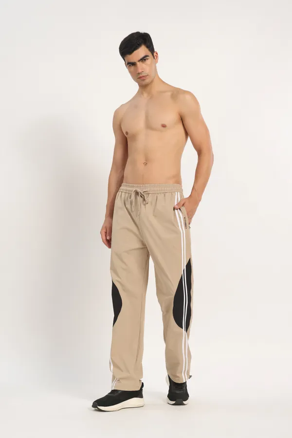 COISTICH_Beige_Color_Block_Track_Pants_with_2_Side_Stripes_&_Adjustable_Anklet_Closure