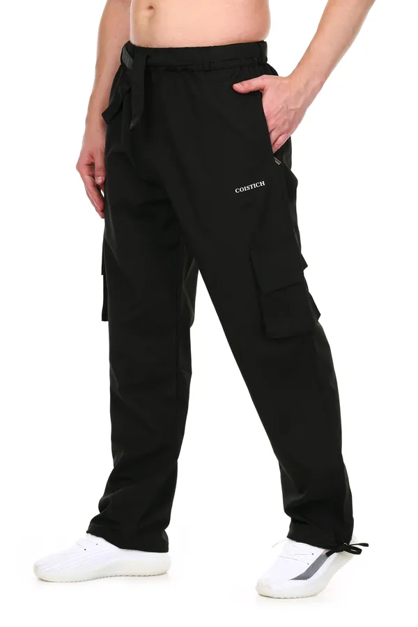COISTICH_Black_Urban_Relaxed_Fit_Cargo_Pants_With_Detachable_Belt_&_Adjustable_Anklet