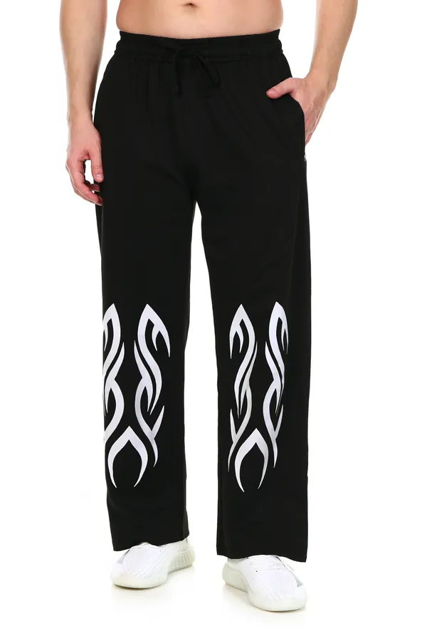 HYPE_BORN_Black_Loose_Fit_Jogger_With_White_Tribal_Flame