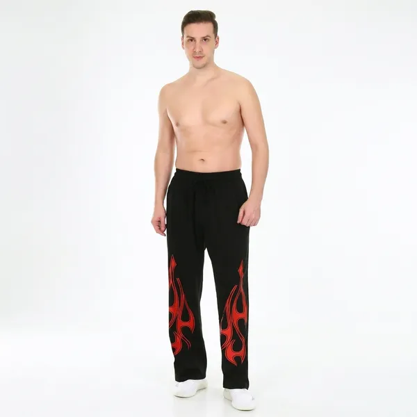 HYPE_BORN_Black_Loose_Fit_Jogger_With_Red_Flame
