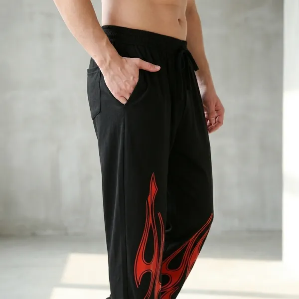 HYPE_BORN_Black_Loose_Fit_Jogger_With_Red_Flame