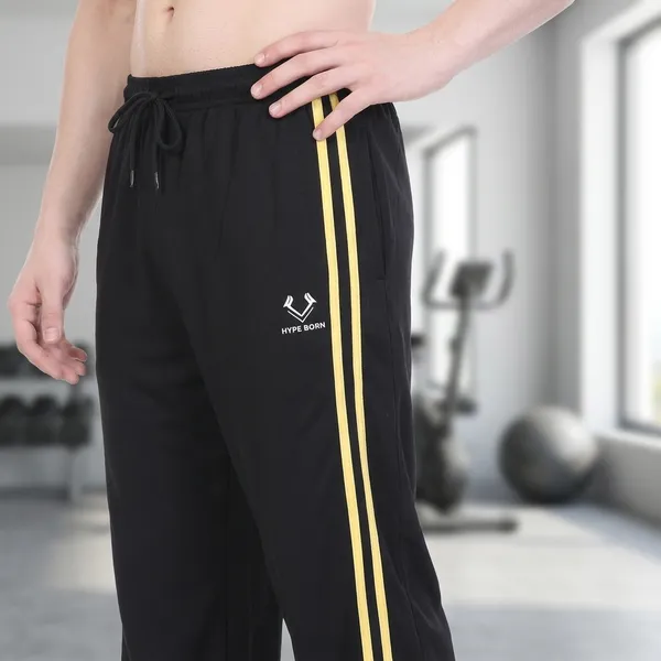 HYPE_BORN_Black_&_Yellow_Lightweight_Regular_Fit_Track_Pants_with_Side_Stripes_&_Drawstring_Waist