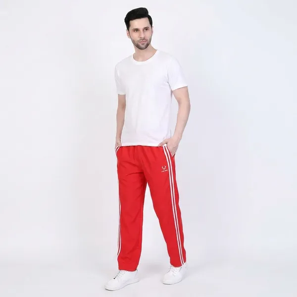 HYPE_BORN_Red_&_White_Lightweight_Regular_Fit_Track_Pants_with_Side_Stripes_&_Drawstring_Waist