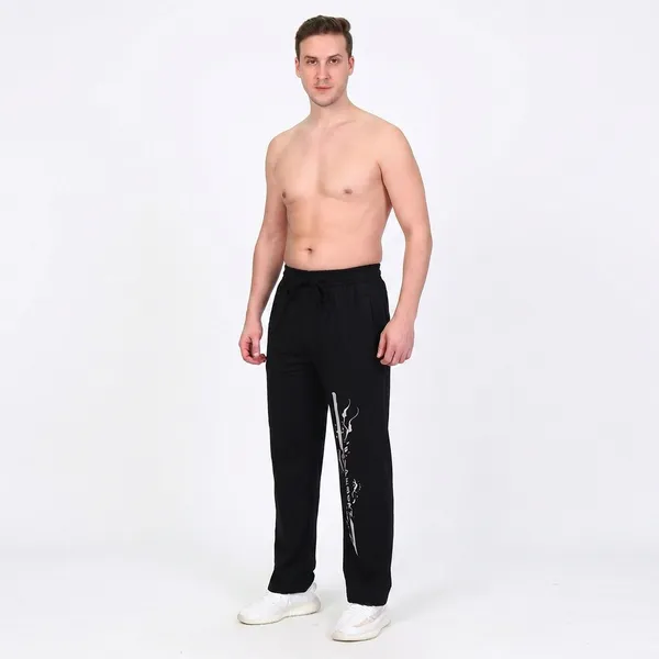 HYPE_BORN_Black_Loose_Fit_Jogger_With_Sword_Print