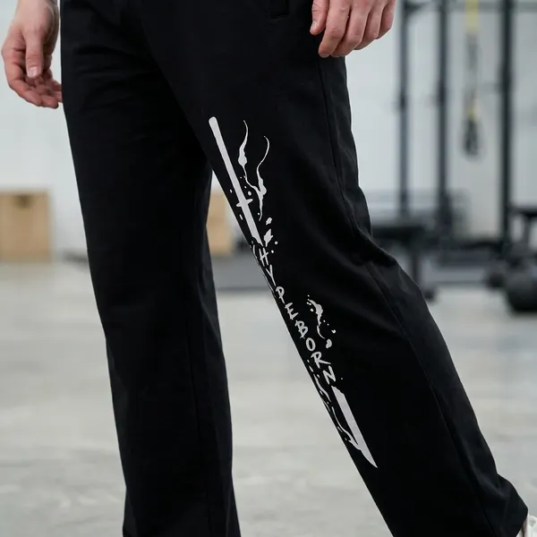 HYPE_BORN_Black_Loose_Fit_Jogger_With_Sword_Print
