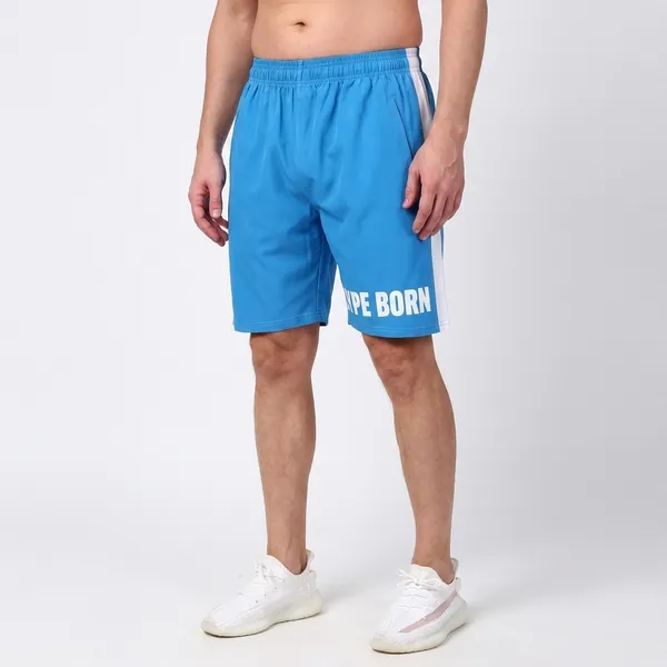 HYPE_BORN_Sky_Blue_&_White_Typography_Printed_On_Hem_Light_Weight_Shorts_with_Side_Stripe