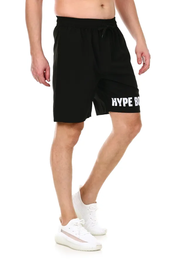 HYPE_BORN_Black_Athletic_Printed_Light_Weight_Shorts_with_Side_Pockets