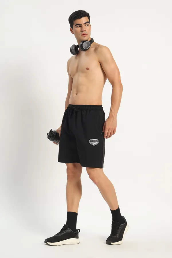 HYPE_BORN_Black_Cotton_Casual_Shorts_with_Secure_Zipper_Pockets