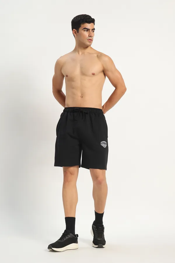 HYPE_BORN_Black_Cotton_Casual_Shorts_with_Secure_Zipper_Pockets