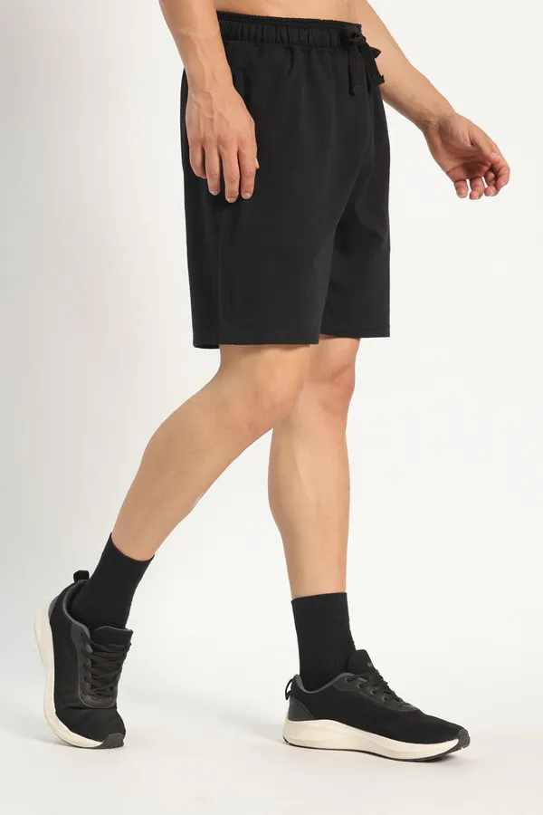 HYPE_BORN_Black_Cotton_Casual_Shorts_with_Secure_Zipper_Pockets