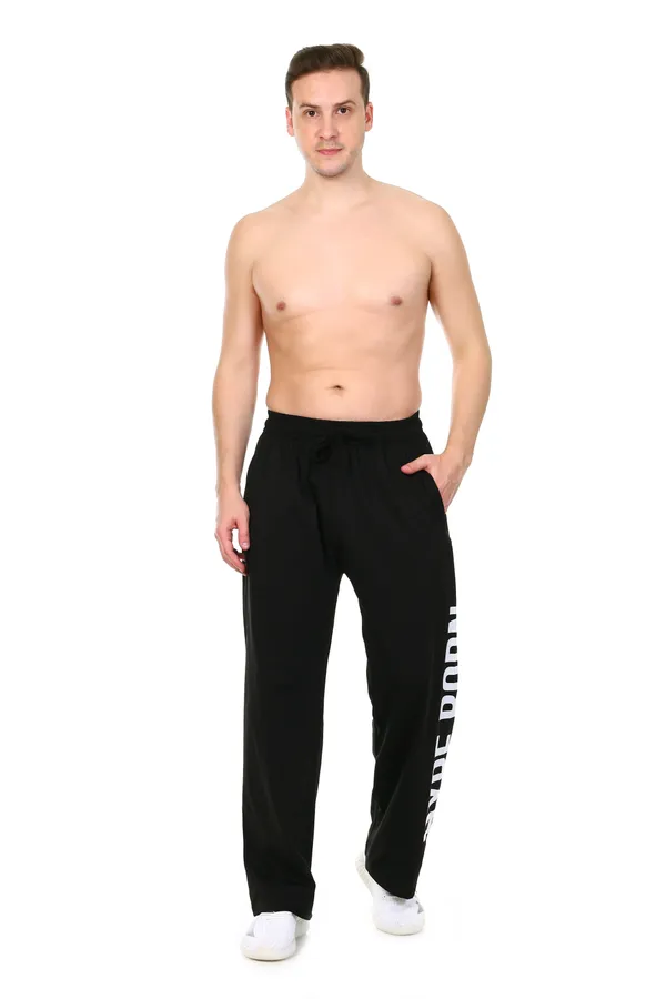 HYPE_BORN_Black_Loose_Fit_Jogger_With_White_Typography_Print_On_Side