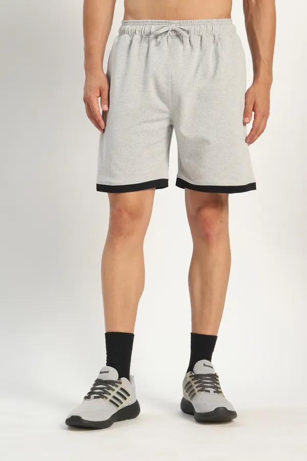 HYPE_BORN_Grey_Melange_Cotton_Casual_Shorts_with_Contrast_Folded_Hem