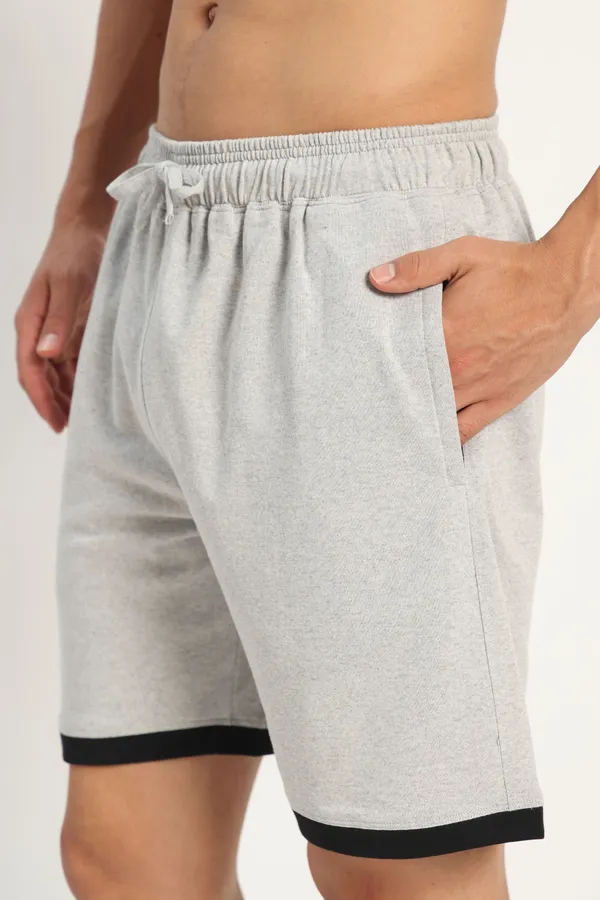 HYPE_BORN_Grey_Melange_Cotton_Casual_Shorts_with_Contrast_Folded_Hem