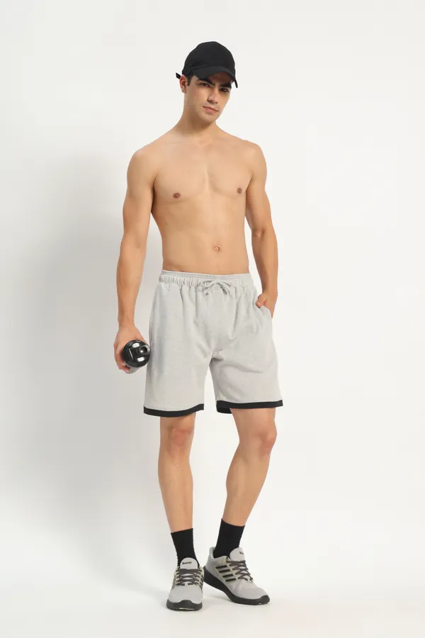 HYPE_BORN_Grey_Melange_Cotton_Casual_Shorts_with_Contrast_Folded_Hem