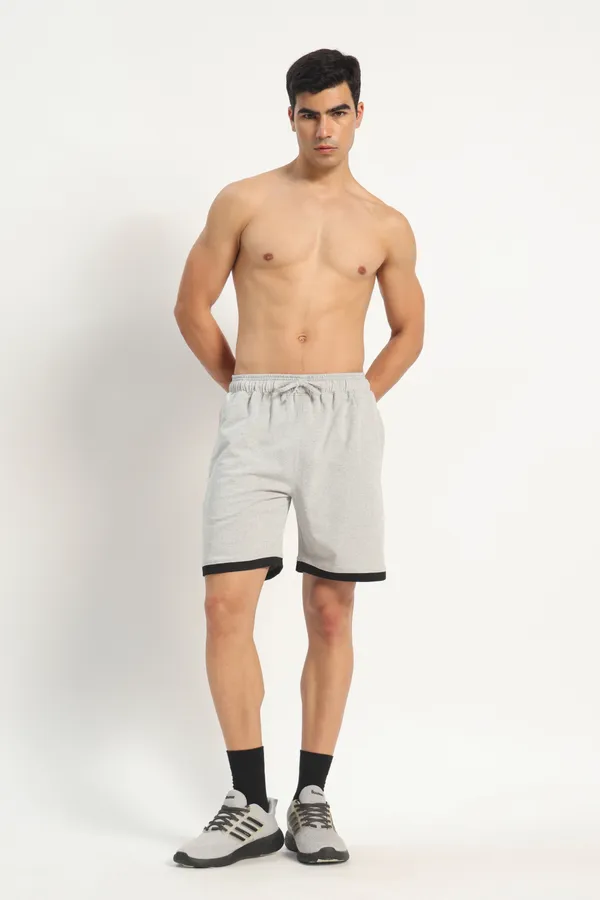 HYPE_BORN_Grey_Melange_Cotton_Casual_Shorts_with_Contrast_Folded_Hem