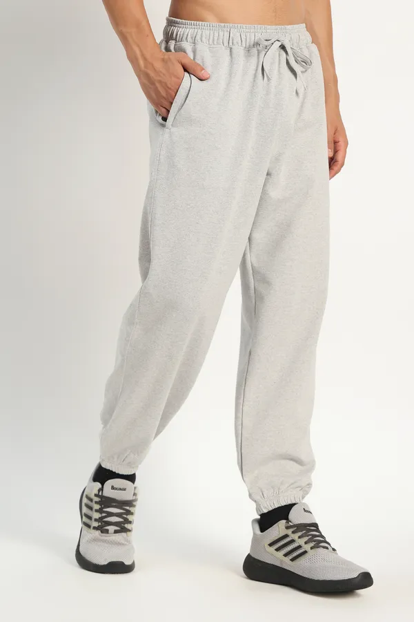 HYPE_BORN_Grey_Melange_Relaxed_Fit_Sweatpants_with_Elastic_Cuffed_Hem