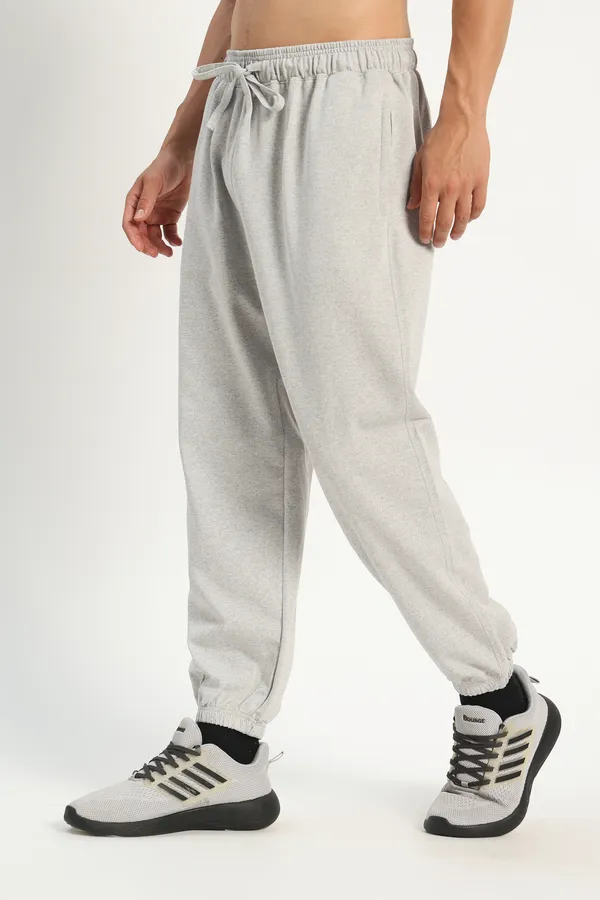 HYPE_BORN_Grey_Melange_Relaxed_Fit_Sweatpants_with_Elastic_Cuffed_Hem