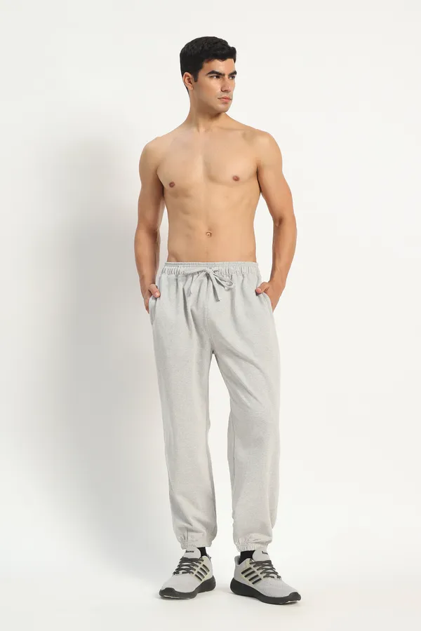 HYPE_BORN_Grey_Melange_Relaxed_Fit_Sweatpants_with_Elastic_Cuffed_Hem