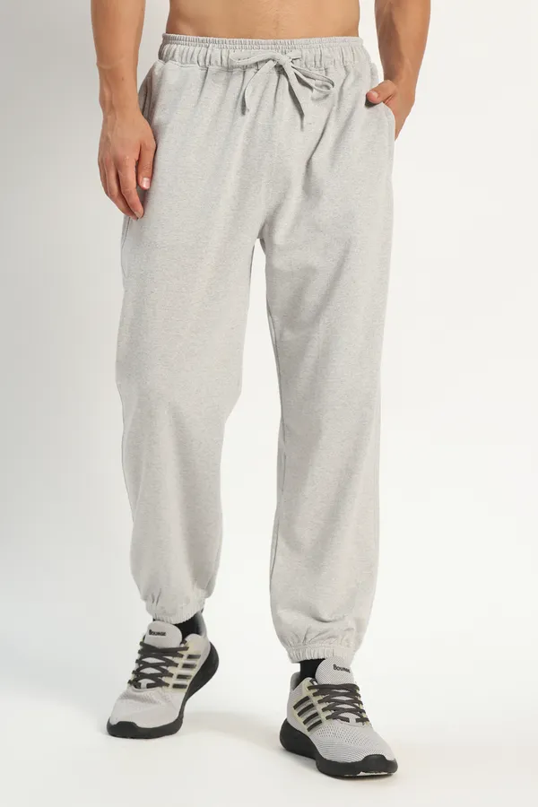 HYPE_BORN_Grey_Melange_Relaxed_Fit_Sweatpants_with_Elastic_Cuffed_Hem