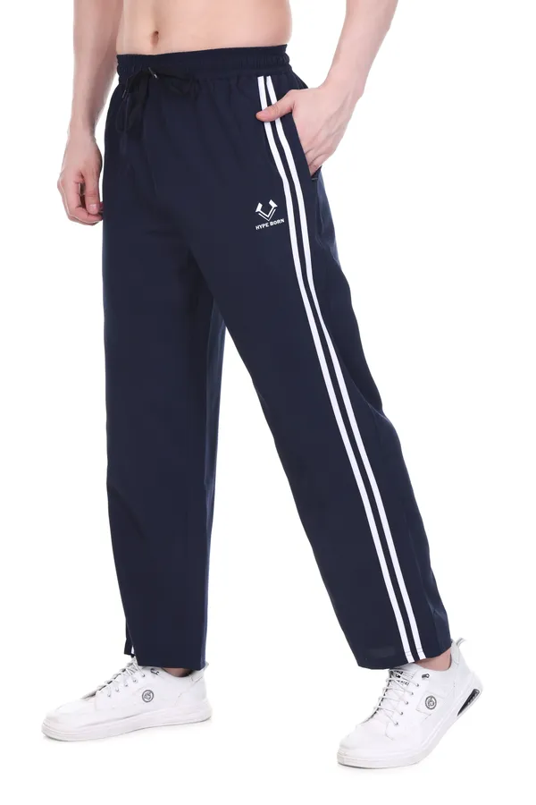 HYPE_BORN_Navy_Blue_&_White_Lightweight_Regular_Fit_Track_Pants_with_Side_Stripes_&_Drawstring_Waist