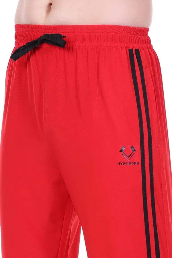 HYPE_BORN_Red_&_Black_Lightweight_Regular_Fit_Track_Pants_with_Side_Stripes_&_Drawstring_Waist