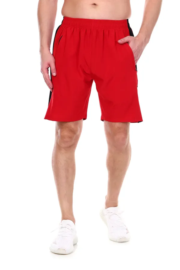 HYPE_BORN_Red_&_Black_Printed_Light_Weight_Shorts_with_Side_Stripe