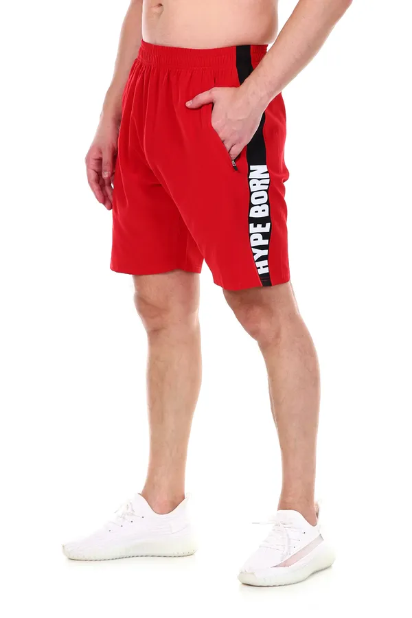 HYPE_BORN_Red_&_Black_Printed_Light_Weight_Shorts_with_Side_Stripe