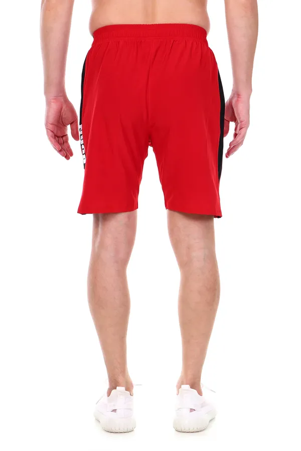 HYPE_BORN_Red_&_Black_Printed_Light_Weight_Shorts_with_Side_Stripe